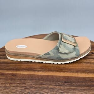 Dr Scholls Sandals Women's 7 M Green Camo Originalist 2 Adjustable Strap Slides